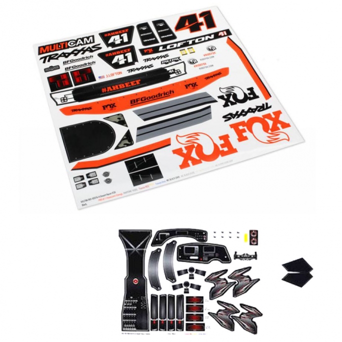 Planche de Stickers Carrosserie FOX DESERT RACER-1/7-TRAXXAS 8515