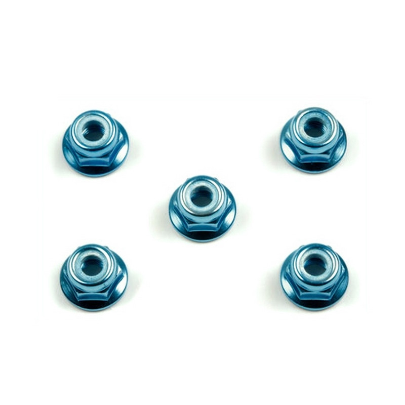 5 Ecrous de roue bleu 4mm - Nylon Stop - 1/10 - TAMIYA 53159