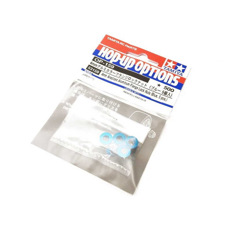 5 Ecrous de roue bleu 4mm - Nylon Stop - 1/10 - TAMIYA 53159