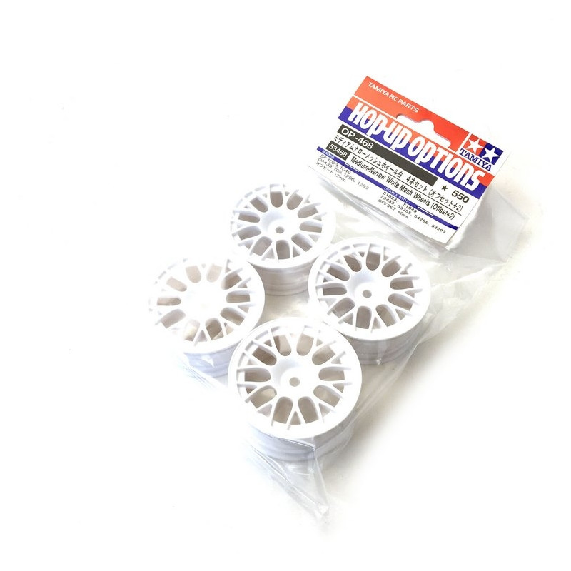 4 Jantes 24mm type BBS blanche déport 2 mm  - 1/10 - TAMIYA 53468