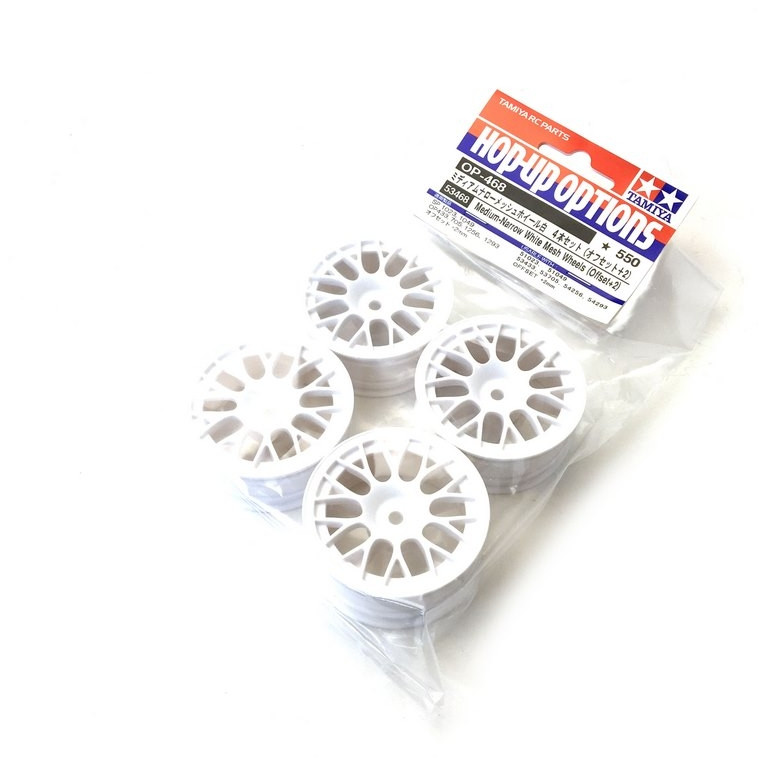 4 Jantes 24mm type BBS blanche déport 2 mm  - 1/10 - TAMIYA 53468