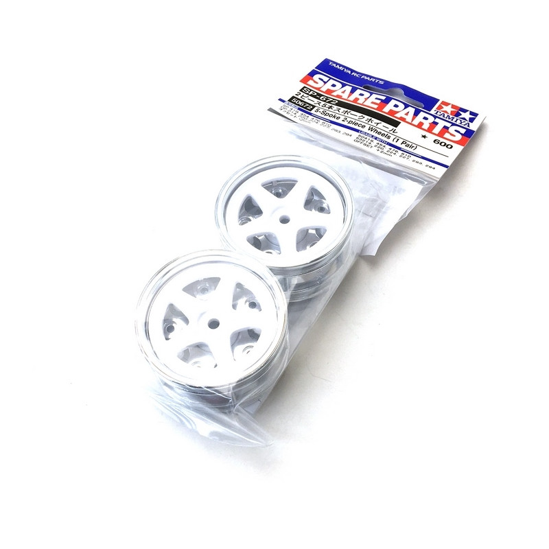 2 Jantes 26 mm déport +2 / +10 5 Branches Blanches - 1/10 - TAMIYA 50672