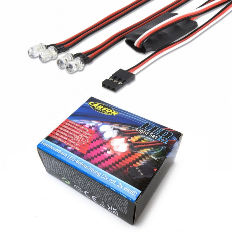 Kit d'éclairage LED 2 rouge + 2 blanc + télécommande - 1/10 - CARSON 500906239