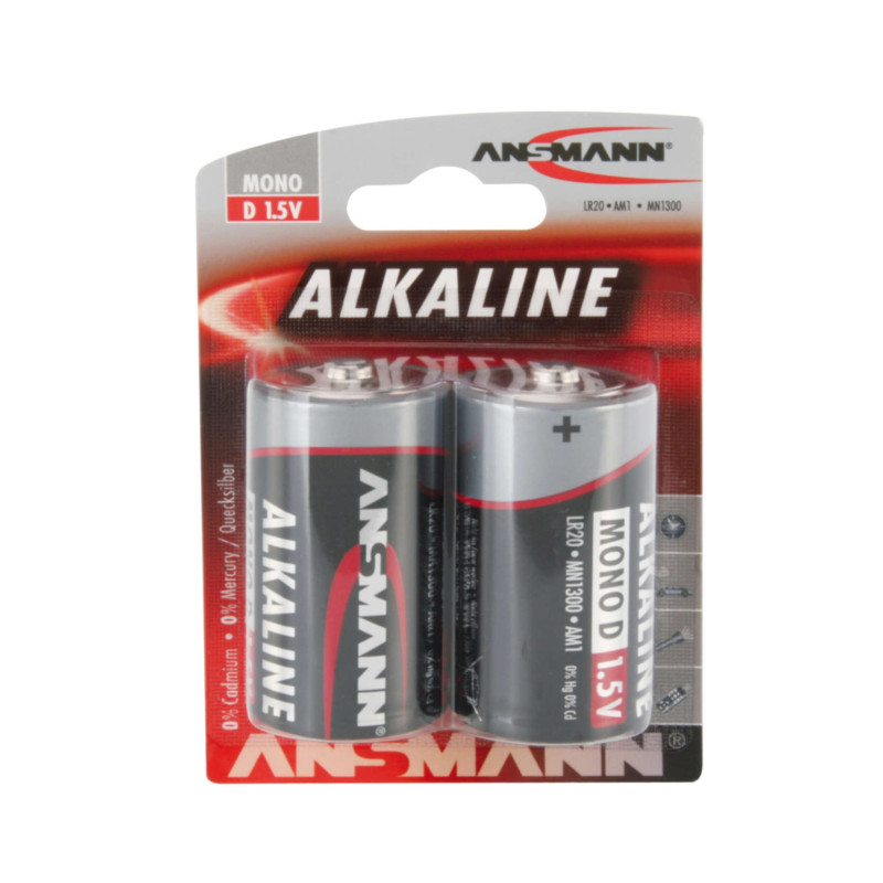 2 piles Alkaline LR20, D, 1.5V - ANSMANN 500609047