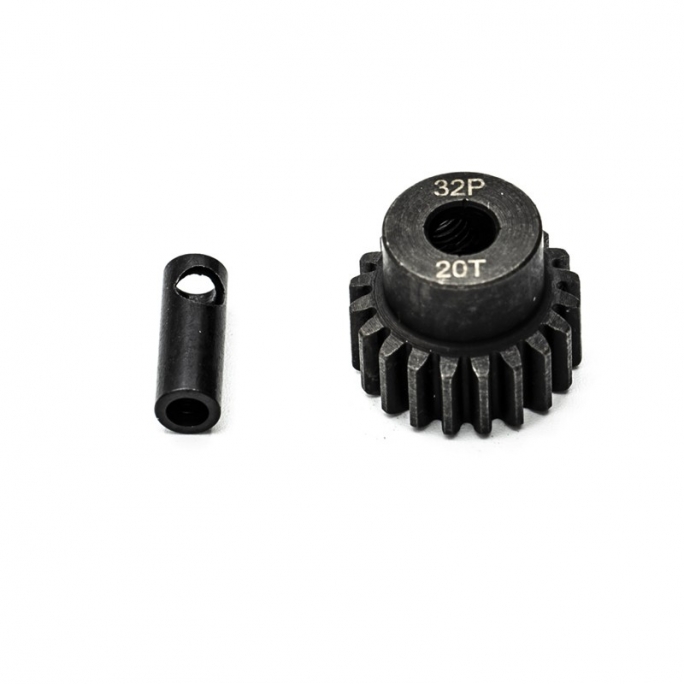 Pignon moteur 32DP Ø5mm + adaptateur 3.17mm 20 dents en acier - 1/10 - KONECT KN-183220