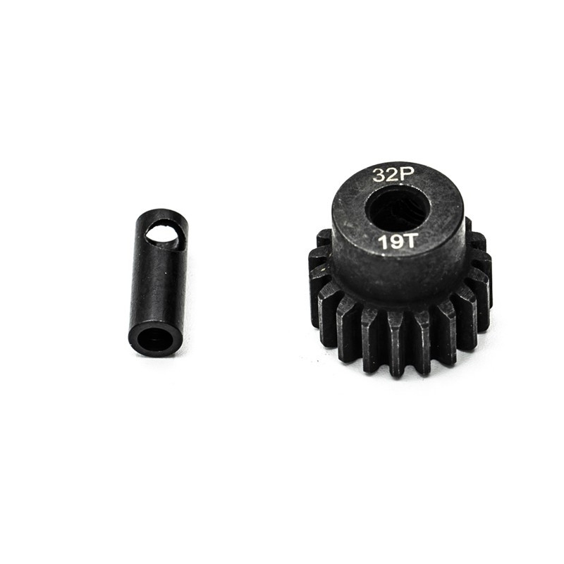 Pignon moteur 32DP Ø5mm + adaptateur 3.17mm 19 dents en acier - 1/10 - KONECT KN-183219