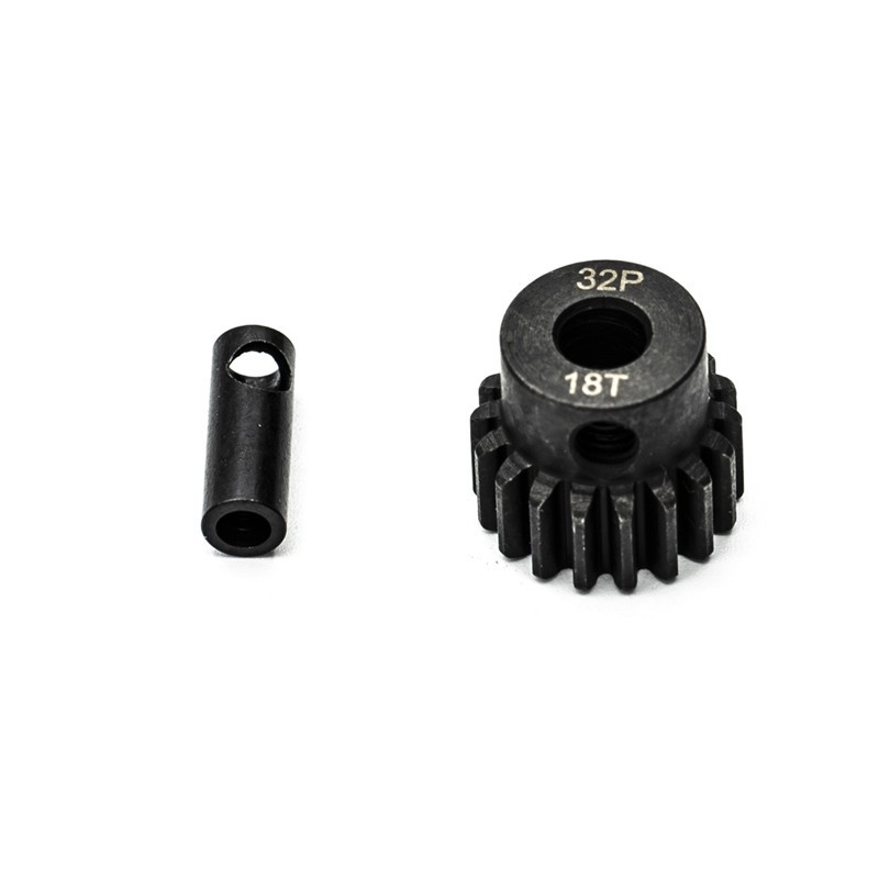 Pignon moteur 32DP Ø5mm + adaptateur 3.17mm 18 dents en acier - 1/10 - KONECT KN-183218