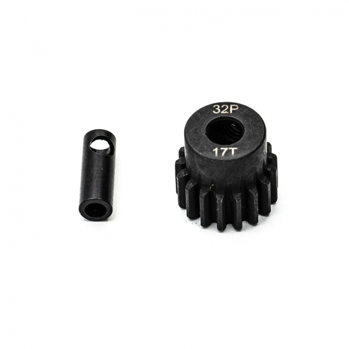 Pignon moteur 32DP Ø5mm + adaptateur 3.17mm 17 dents en acier - 1/10 - KONECT KN-183217