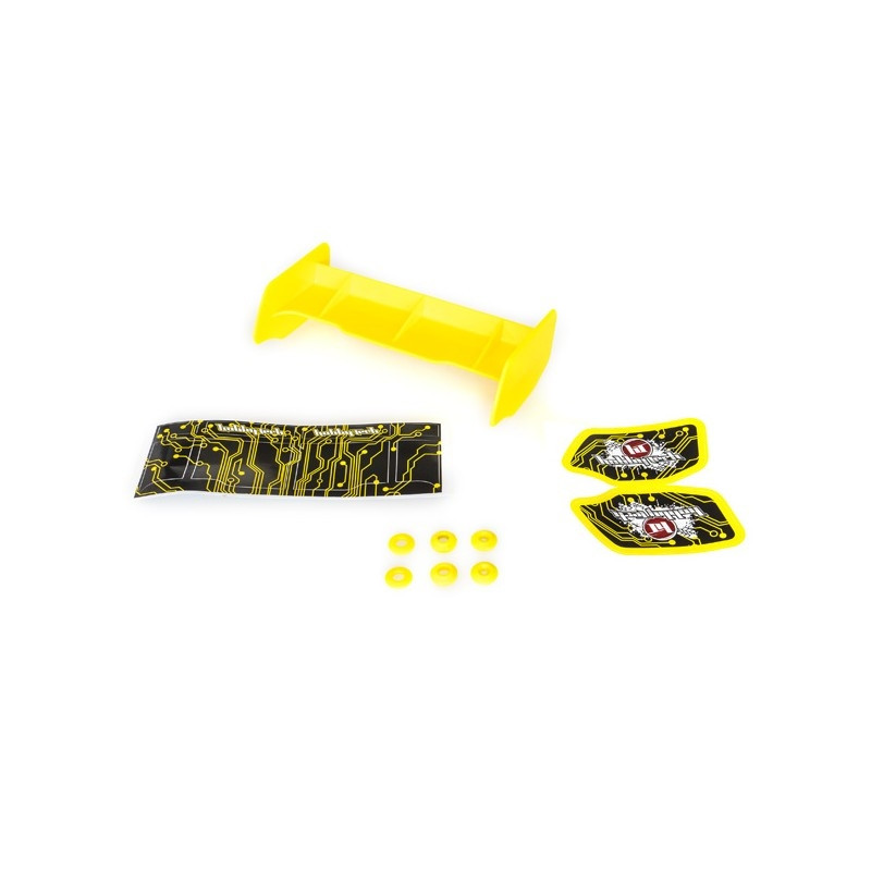 Aileron buggy plastique jaune + stickers - 1/10 - HOBBYTECH HT501552