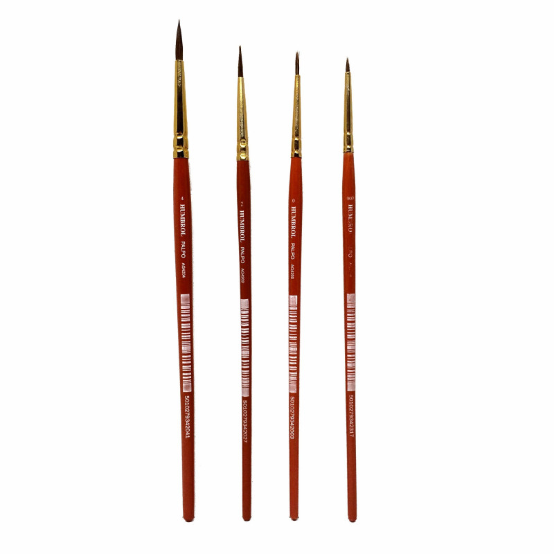 4 pinceaux poils fins 000, 0, 2, 4 pour maquette-HUMBROL