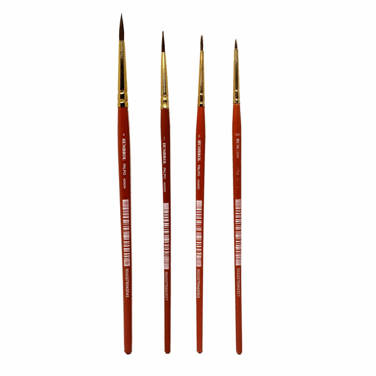 4 pinceaux poils fins 000, 0, 2, 4 pour maquette-HUMBROL