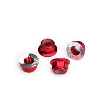 Ecrous à blocage, 5 mm, Rouges (x4) - TRAXXAS 8447R