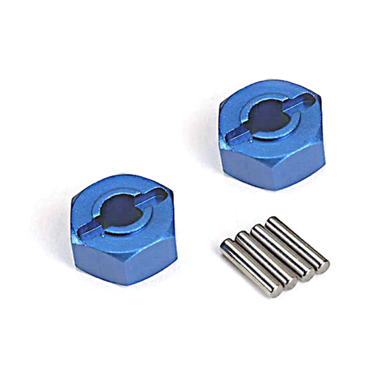 Hexagones de roue, Aluminium Bleu, 12 mm (x2) - TRAXXAS 1654X