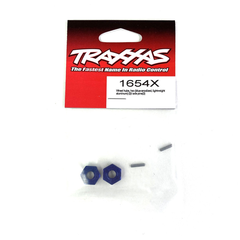 Hexagones de roue, Aluminium Bleu, 12 mm (x2) - TRAXXAS 1654X