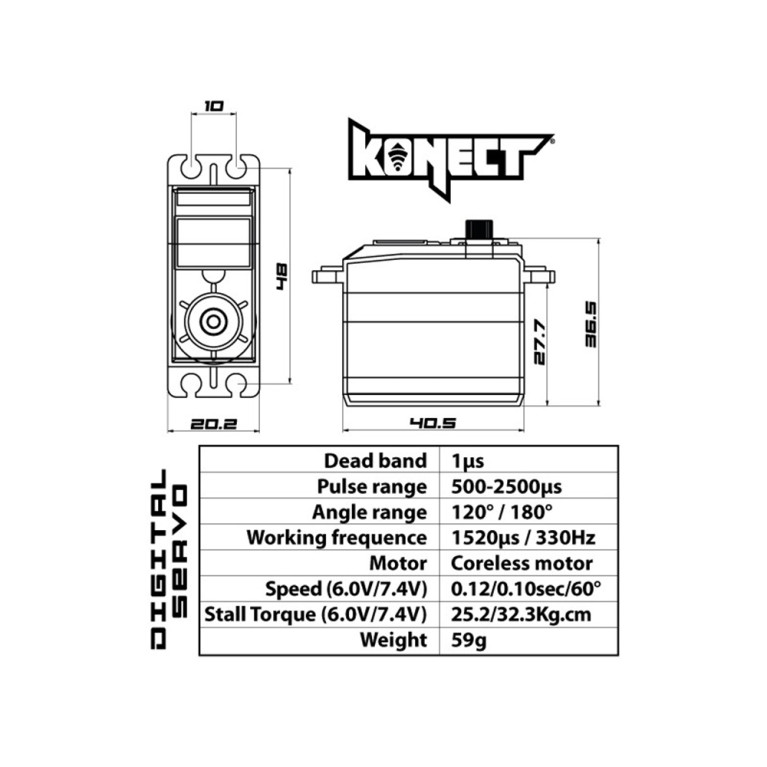 Servo digital 32KG-010S - KONECT KN3210HVRX
