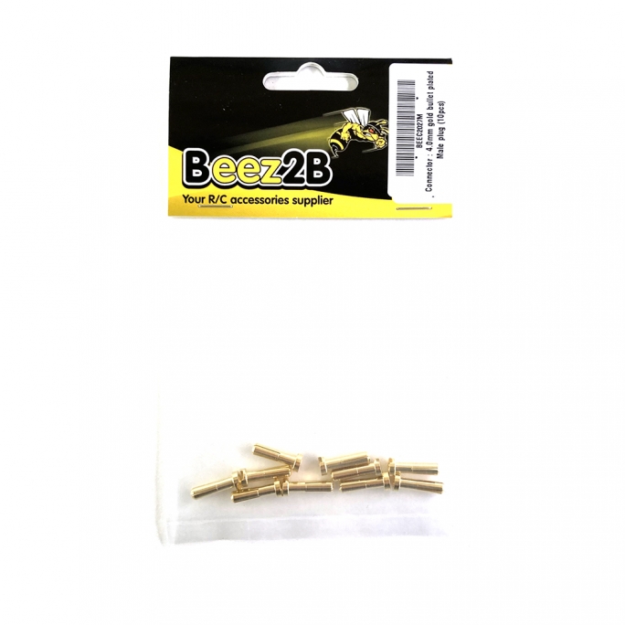 Connecteur / prise 4.0mm Bullet Mâle plaqué or (x10) - BEEZ2B BEEC2027M