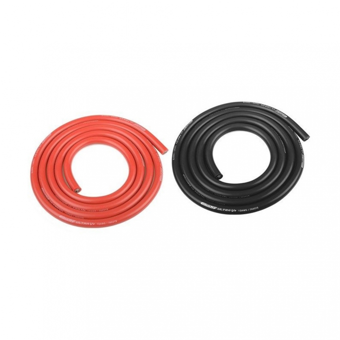 Fil Noir et Rouge Ultra V+ Silicone Super Flexible 10AWG 2x1m - CORALLY  50107