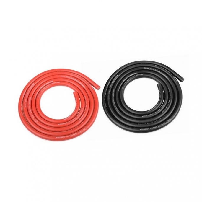 Fil Noir et Rouge Ultra V+ Silicone Super Flexible 12AWG 2x1m - CORALLY  50112