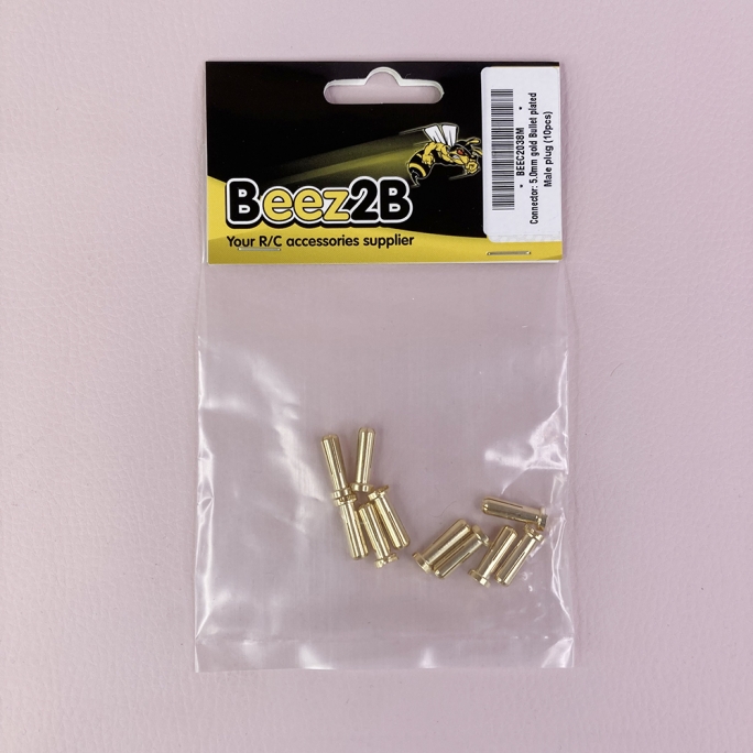 Connecteur / prise 5.0mm Bullet Mâle plaqué or (x10) - BEEZ2B BEEC2038M