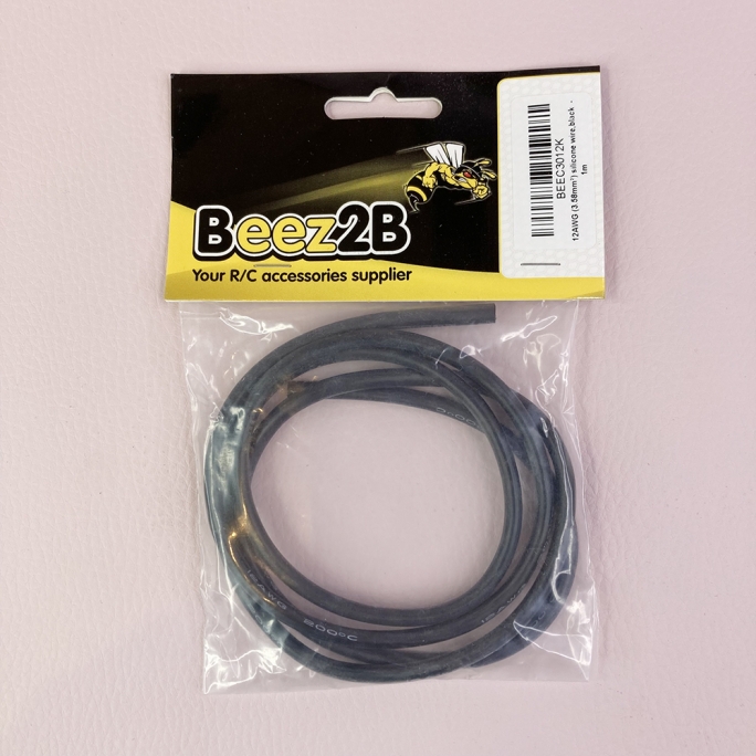 Fil silicone 12AWG (3,58mm²) noir - 1m - BEEZ2B BEEC3012K