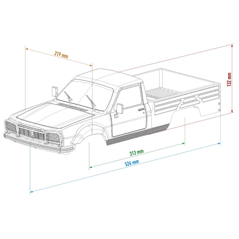 Carrosserie Peugeot 504 pick-up 313 mm - HOBBYTECH HTSU1803021