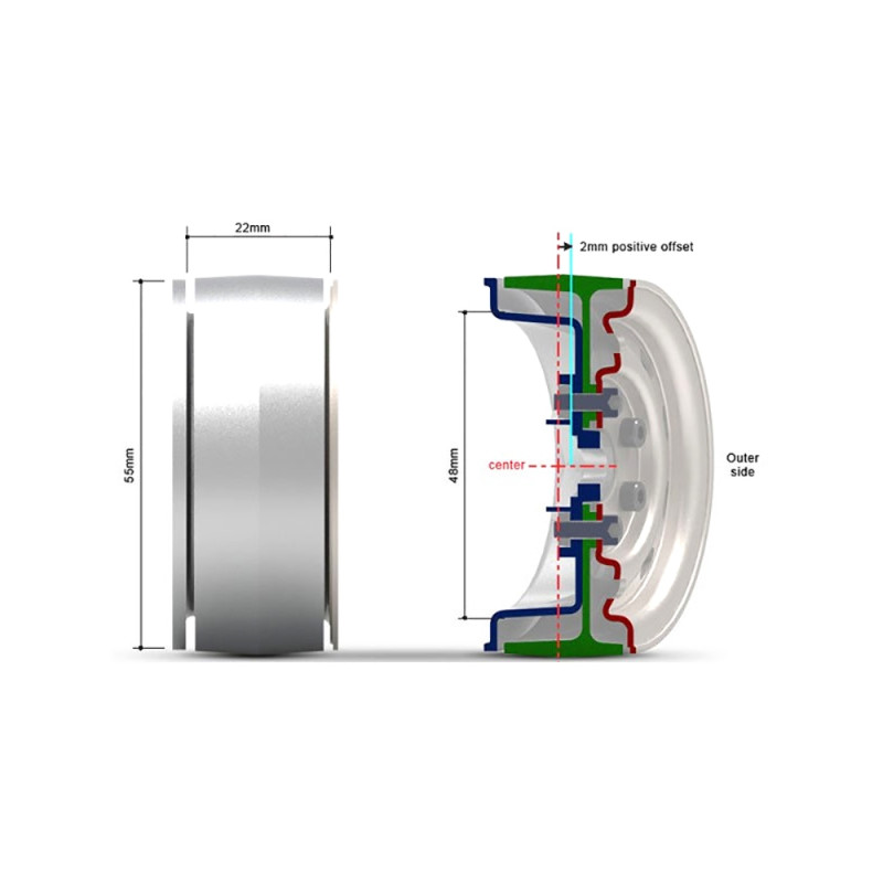 Jantes Métal 1.9 SR02 Beadlock, Blanc brillant (x2) - GMADE GM70176