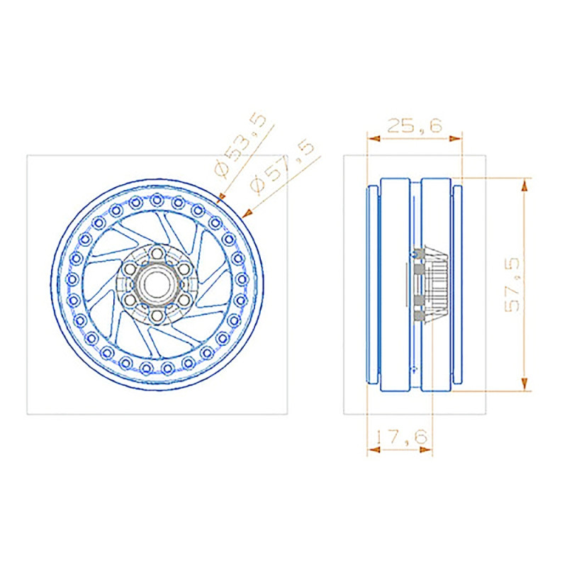 Jantes Aluminium SPIRAL 1.9" Beadlock, Argent (x2) - SWEEP SR19S