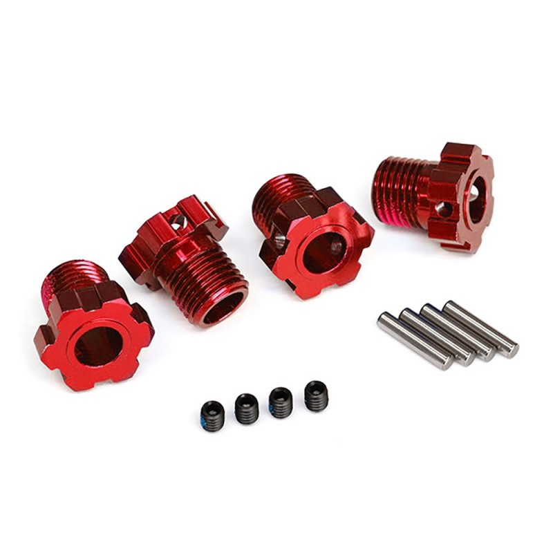 Hexagones de Roue Aluminium, 17mm, Rouge, (x4) - TRAXXAS 8654R