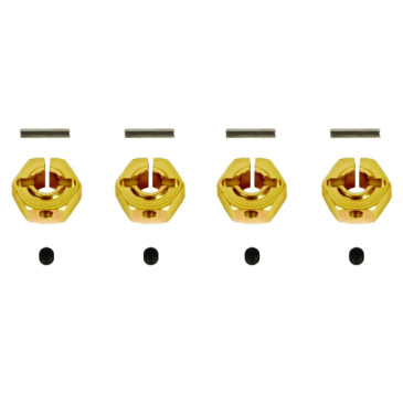 Hexagones de roues alu Or 12mm (x4) - T2M T422572O