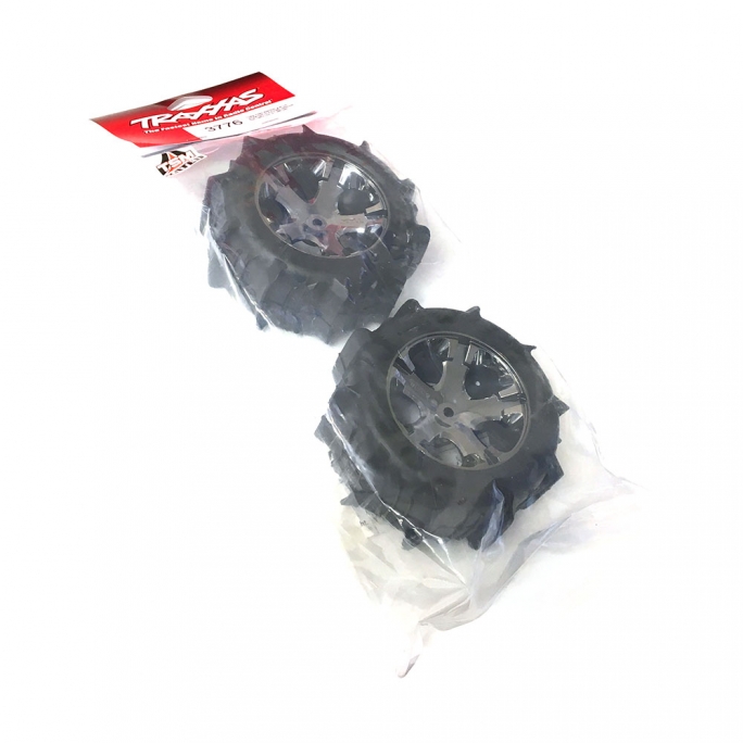 Roues Av Pneus Paddle All Star Black Chrome (x2) - TRAXXAS 3776