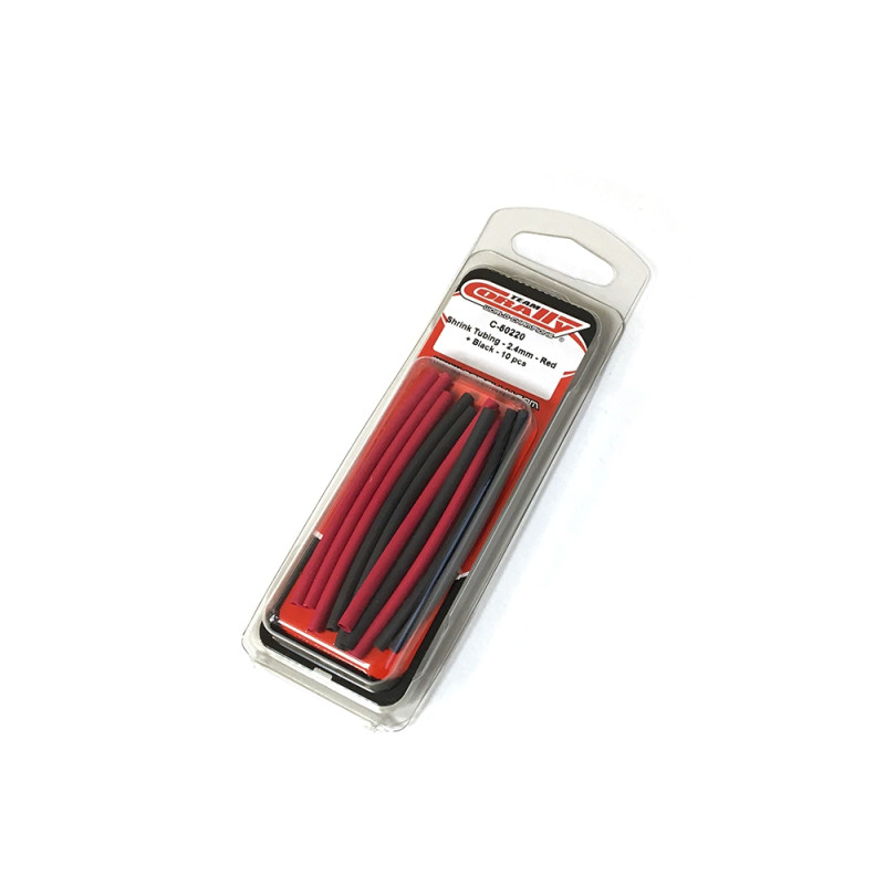 Gaine thermo 2.4mm, Rouge / Noir (x10) - CORALLY C50220