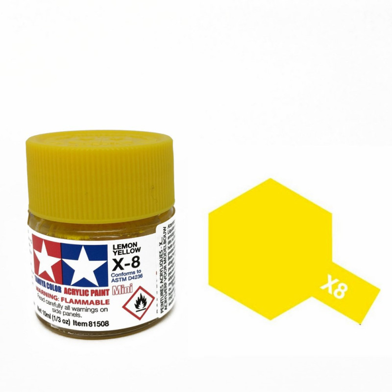 Jaune citron brillant pot de 10ml-TAMIYA X8