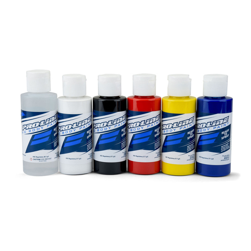 Peintures Aérographe, Carro RC, Couleurs Primaires (x6), 60ml - Pro Line 632300