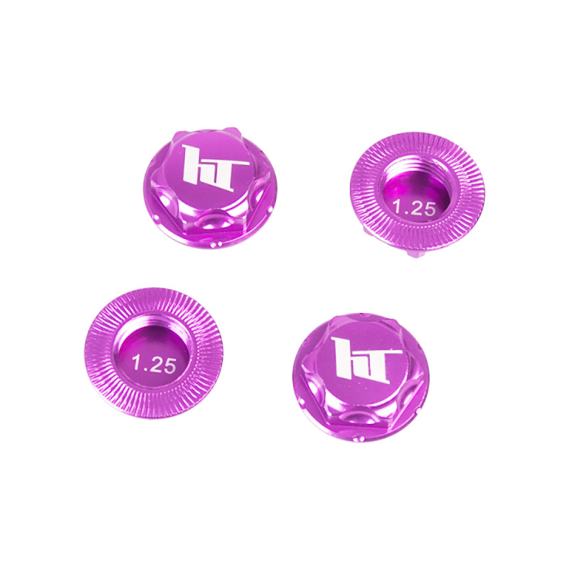 Ecrous de roues borgnes, Alu violet, 1.25 mm - HOBBYTECH PRO101