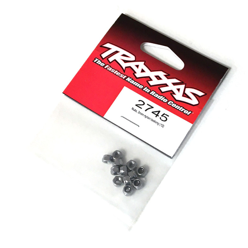 Ecrous, nylstop, 3mm en acier, (x12) - Traxxas 2745