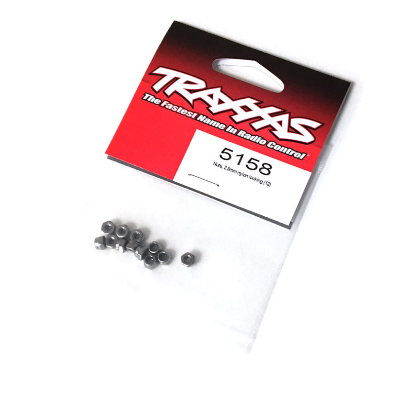 Ecrous, nylstop, 2.5mm en acier, (x12) - Traxxas 5158