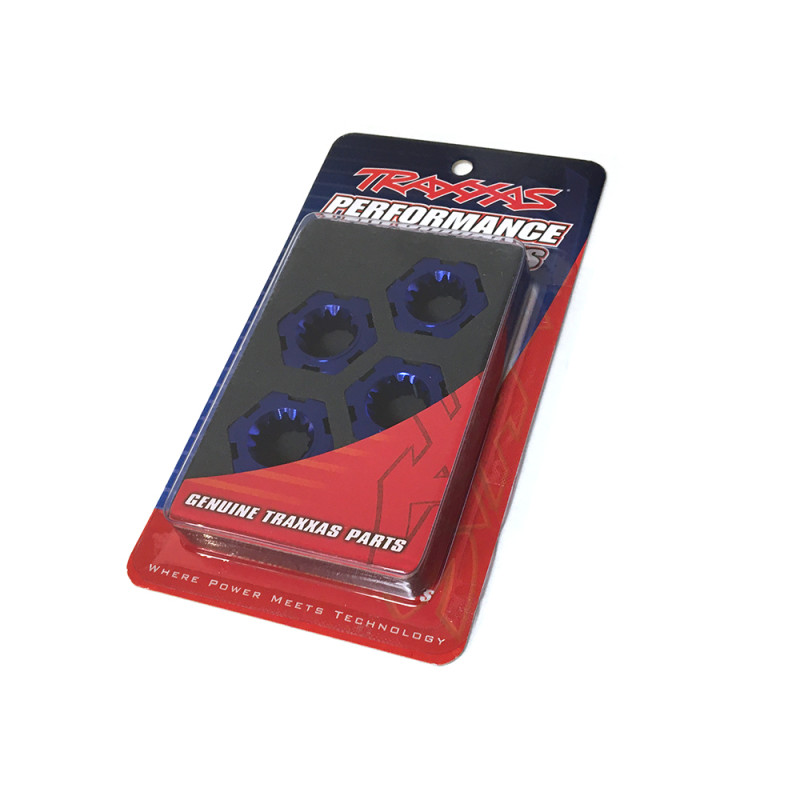 Hexagones de Roues, 24mm en aluminium Bleu, (x4) - TRAXXAS 7756X