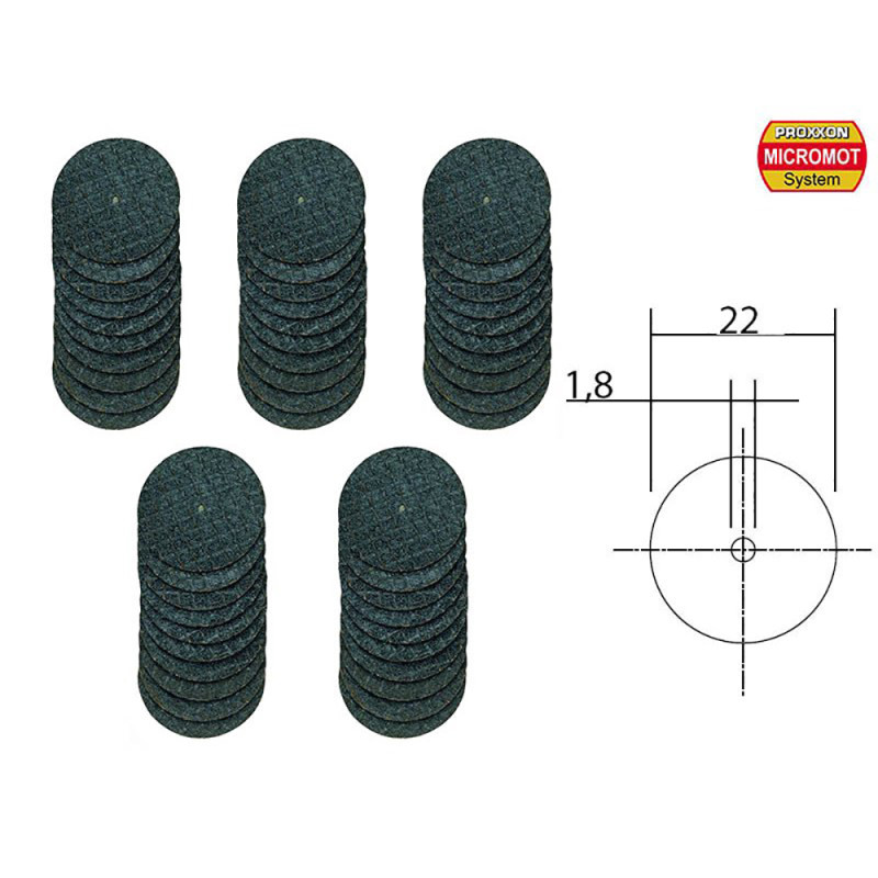 Disques à tronçonner en oxyde d'aluminium Ø22mm (x50) - PROXXON 28809 Disques à tronçonner en oxyde d'aluminium Ø22mm (x50) - PROXXON 28809