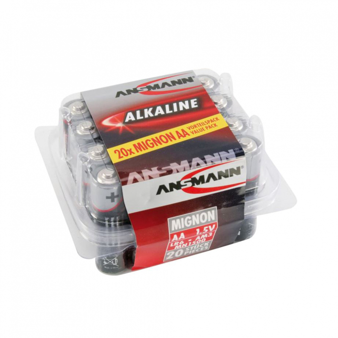 Pack 20 piles Alkaline LR6, AA, 1.5V - ANSMANN 5015548
