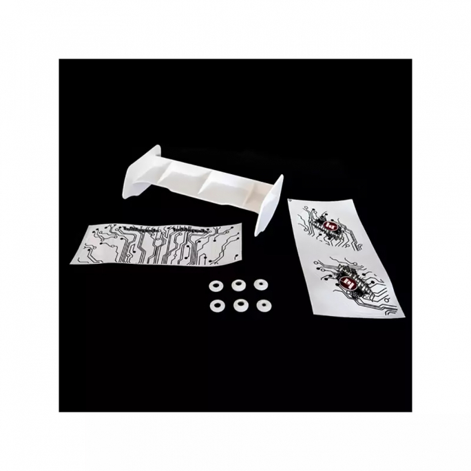 Aileron buggy 1/10 plastique blanc + stickers - HOBBYTECH HT501550