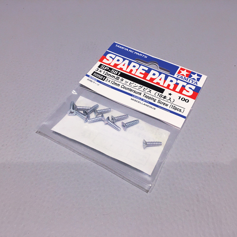 Vis tête fraisée 3x12mm (x10) - TAMIYA 50581