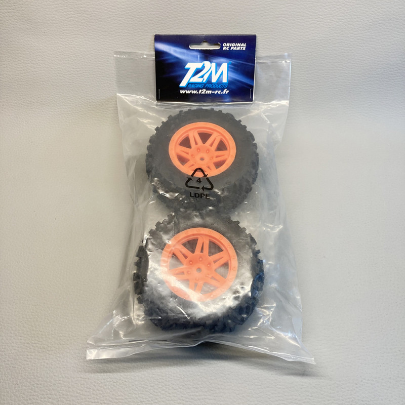 2 roues tout terrain jante orange, Hexa 12 mm - 1/10 - T2M T4972/64