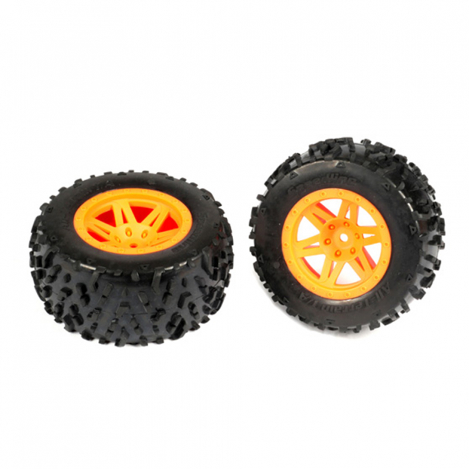 2 roues tout terrain jante orange, Hexa 12 mm - 1/10 - T2M T4972/64