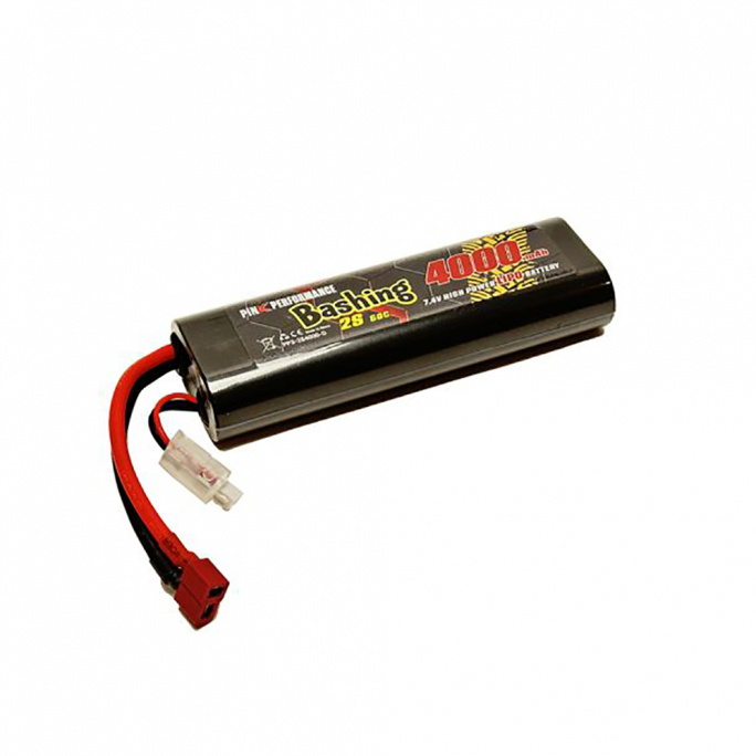 Accu Bashing LiPo 2S 7.4V-4000-50C (Deans) - PINK PERFORMANCE PP32S4000D