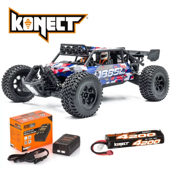 Desert Buggy DB8SL Brushed + Lipo/Chargeur RTR Rouge - HOBBYTECH 1DB8RTRRDPACK