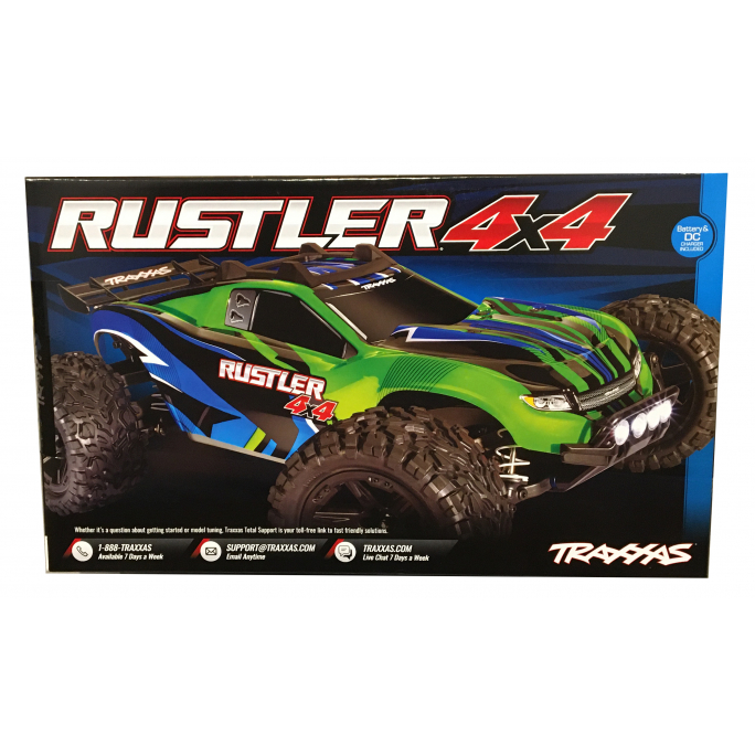 Rustler 4x4 XL-5 LED TQ ID, Vert - TRAXXAS 6706461GRN - 1/10