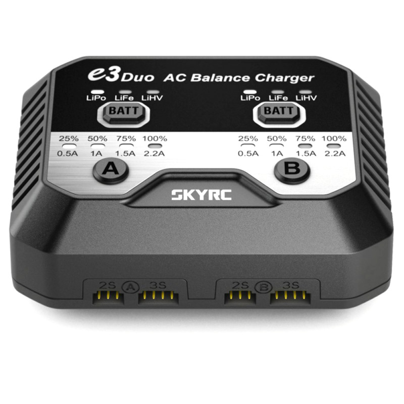 Chargeur e3 Duo AC (LiPo 2-3S, 2.2A, 2x20W) - SKYRC SK100164-02