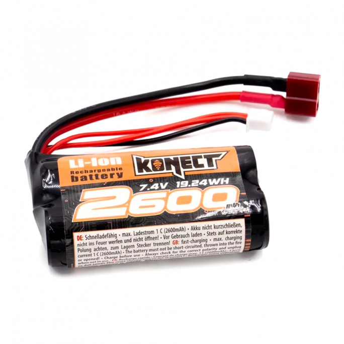 Batterie Li-Ion 2S, 7.4V, 2600mah 15C, (DEAN) - KONECT KN-LIO742600