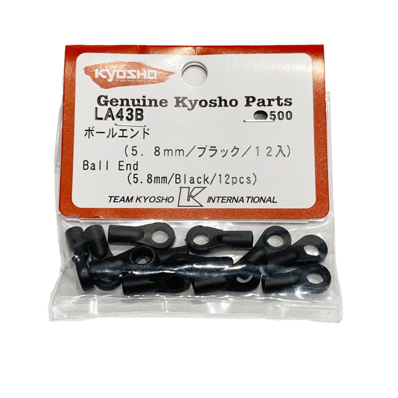 12 chapes plastiques noir 5.8 mm pour biellettes de 3 mm - KYOSHO LA43B