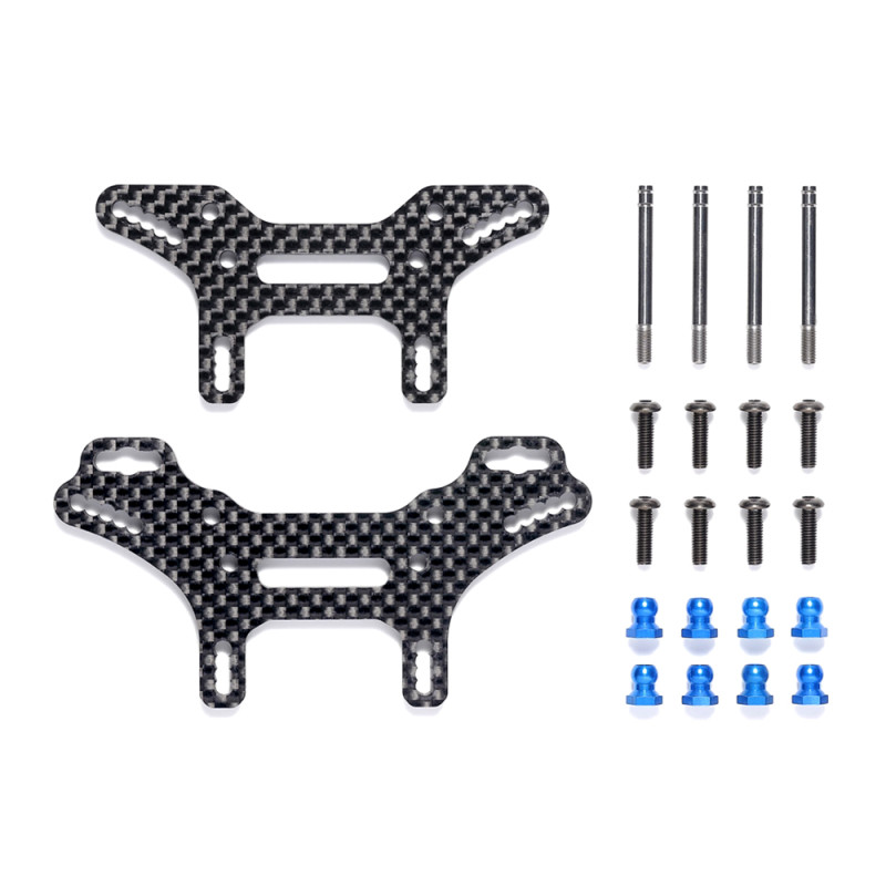 2 supports d'amortisseur en carbone, pour châssis XV-02 et XV-02RS - TAMIYA 22076